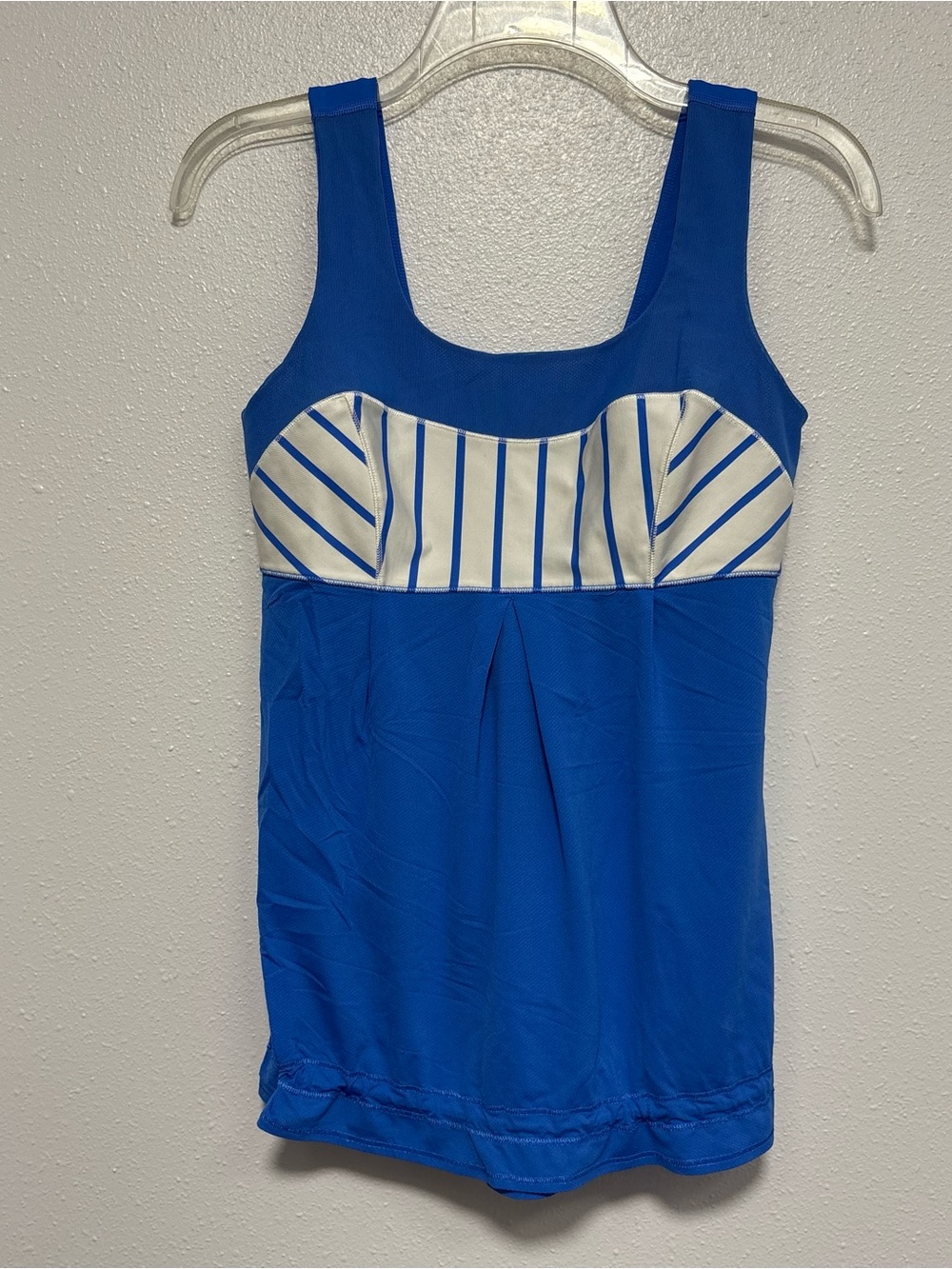 lululemon athletica Royal Blue Tank with White Striped Bustier Panel